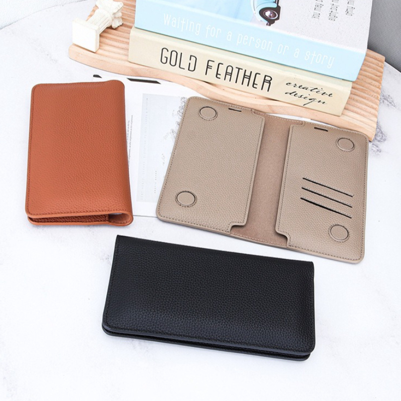 Bifold Leather Wallet - Minimalist Leather Passport Covers - Magnetic