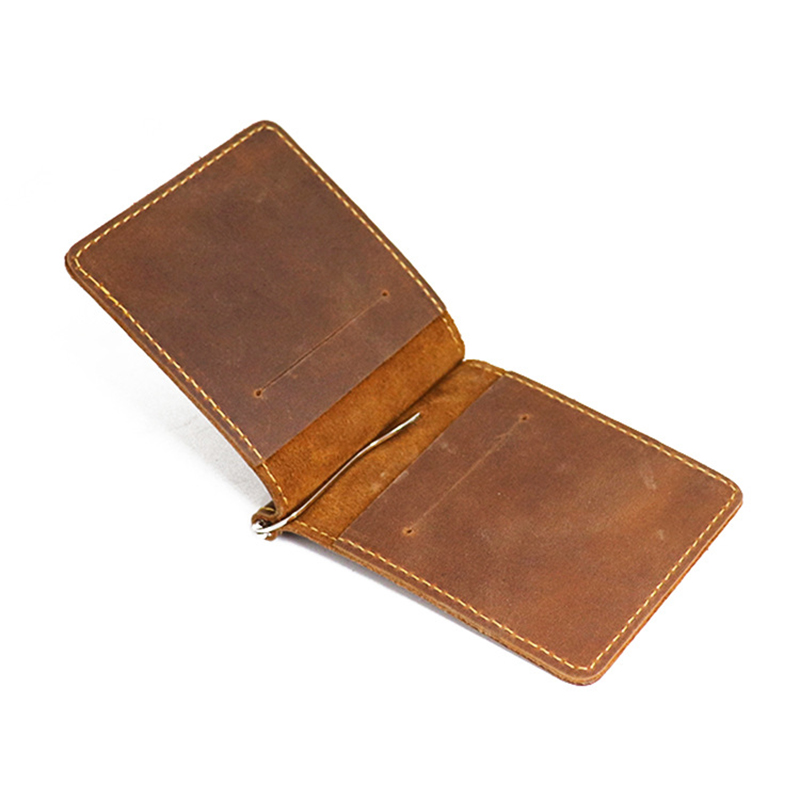 Bifold Leather Wallet - Handmade Genuine Leather Money Clip Wallet