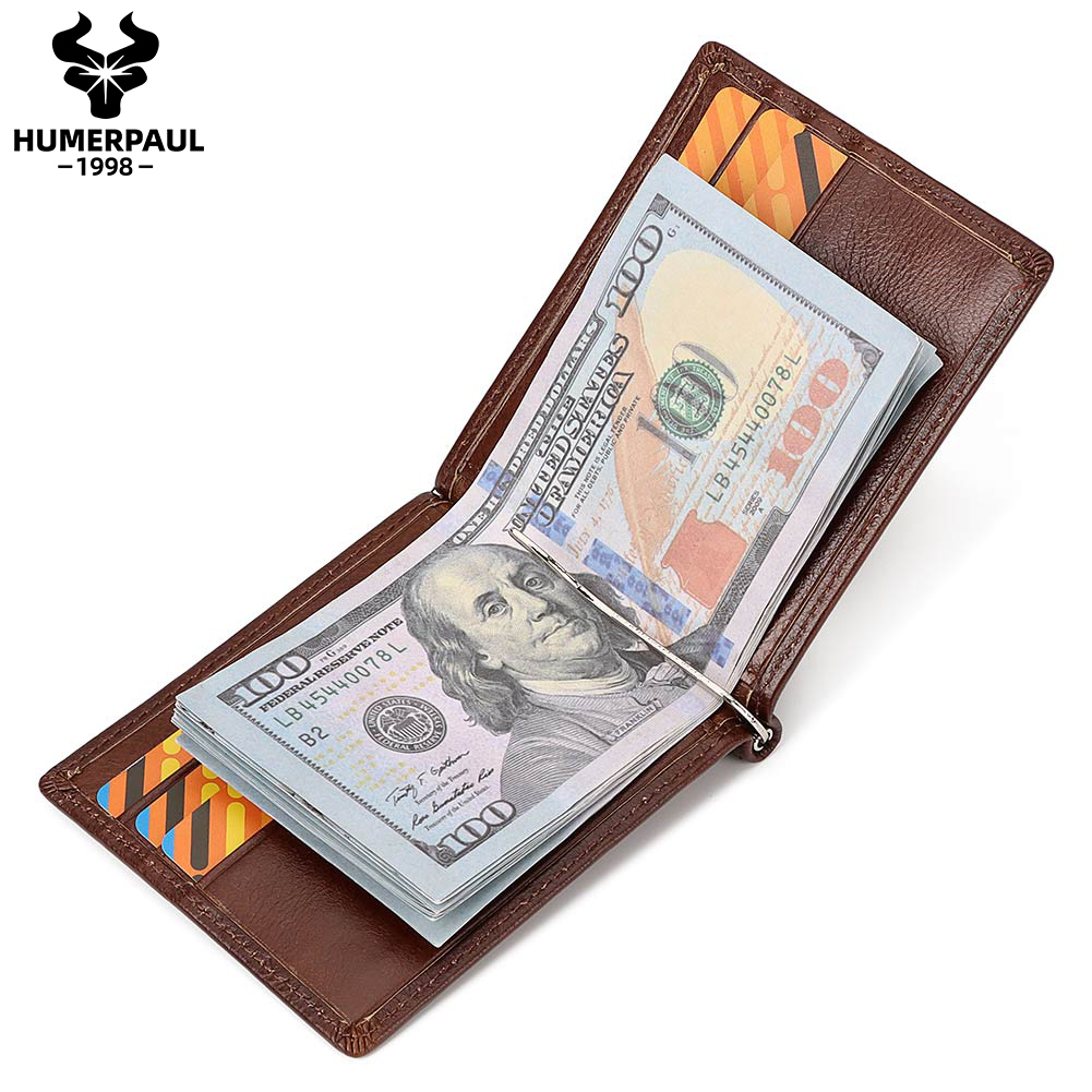 Bifold Leather Wallet - Genuine Leather Mens Slim Wallet with