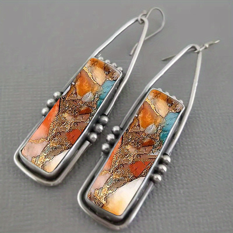 Men Accessories Ethnic - 2PCS Retro Bohemian Earrings Imitation Turquoise