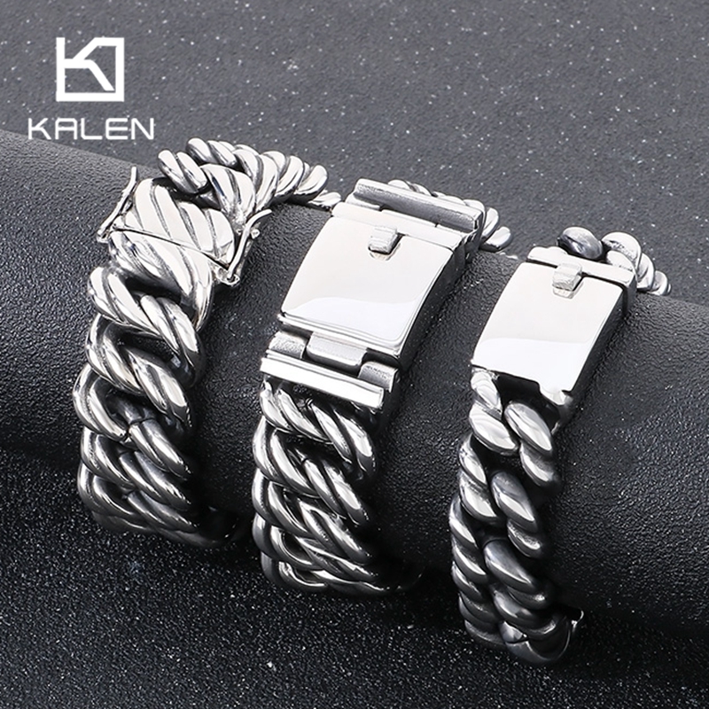 Men Accessories Bd - KALEN 22MM Twisted Link Chain Bracelets