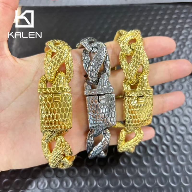 Men Accessories Bd - Kalen Snake Skin Cuban Link Men's