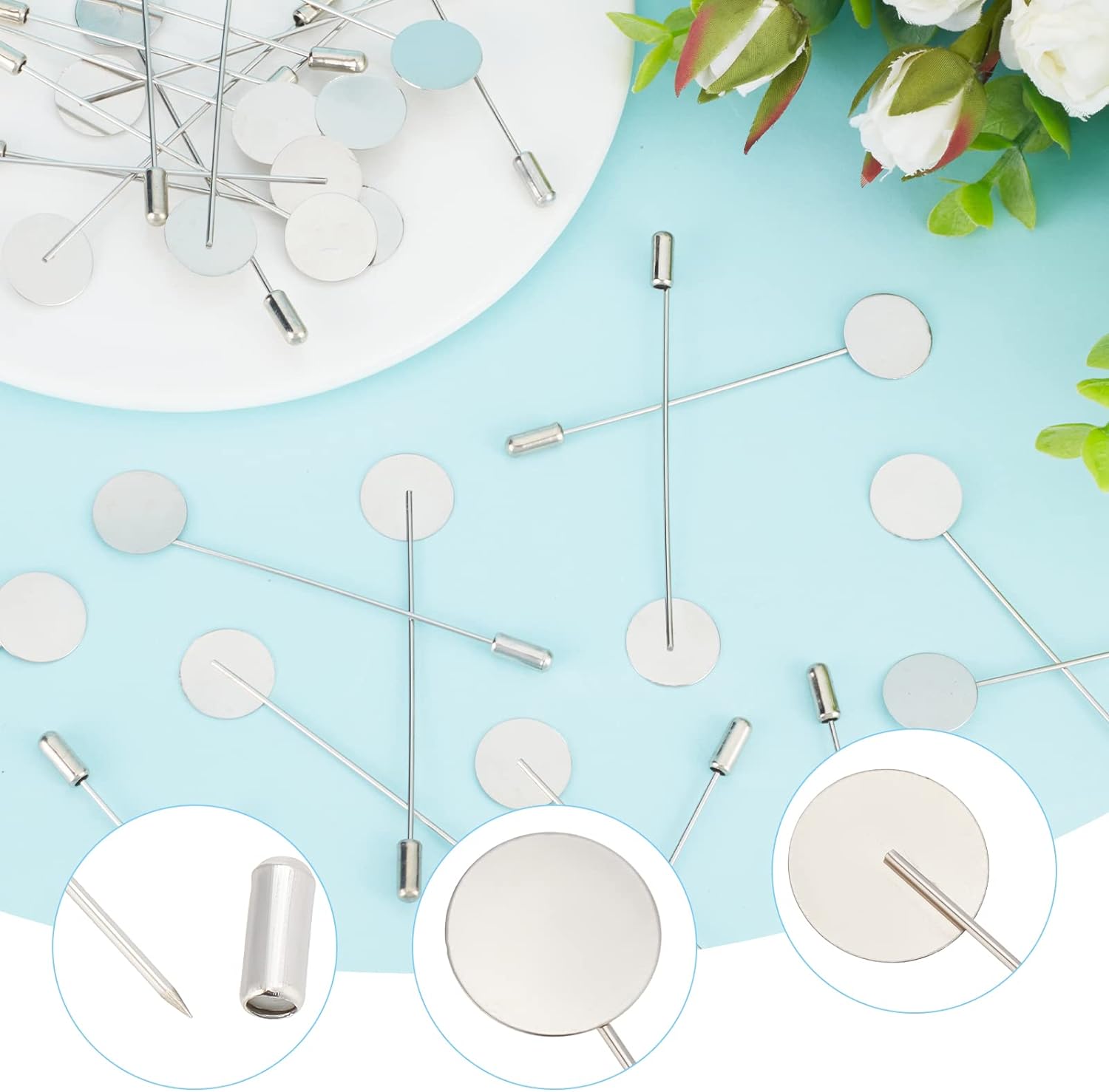1 Box 60Pcs Round Tray Lapel P - Men'S Accessories Tray review and price