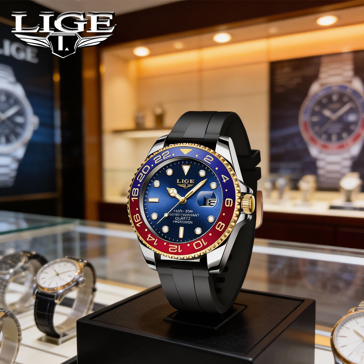 LIGE 2025 New Luxury Men Quart - Men'S Accessories Display review and price