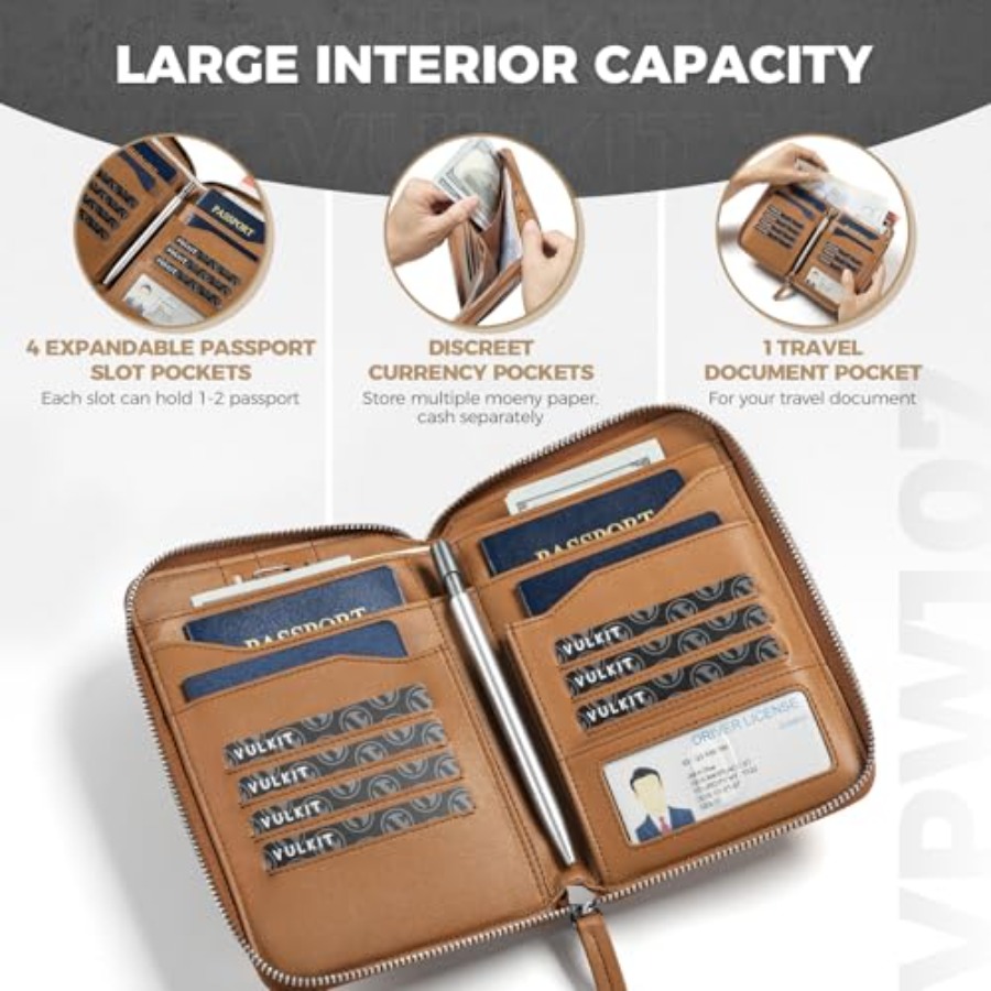 Leather Passport Holder for 4- - Passport Wallet Rfid review and price
