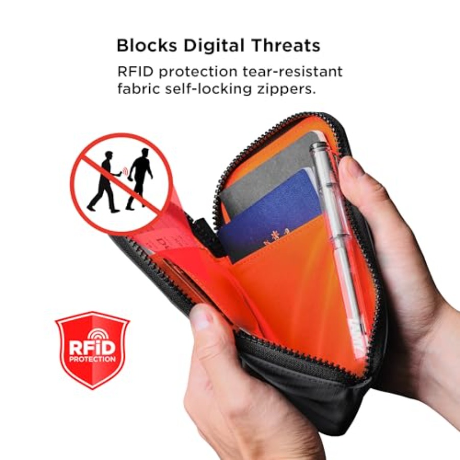 Zip Travel Wallet Axoflux 210D - Passport Wallet Rfid review and price