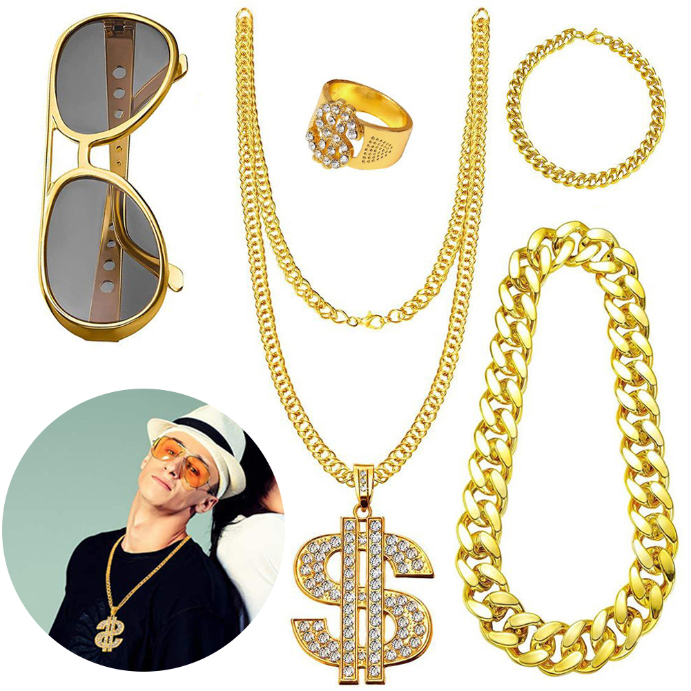 80s 90s Hip Hop Costume Kit fo - Men Accessories Chain And Bracelet review and price