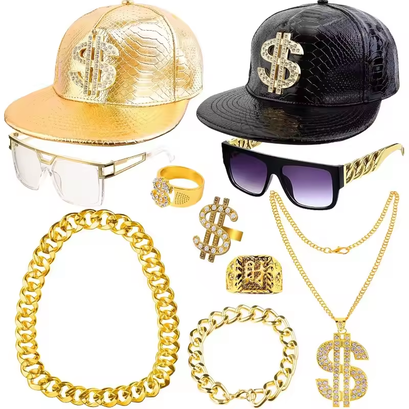 80s 90s Hip Hop Costume Kit fo - Men Accessories Chain And Bracelet review and price