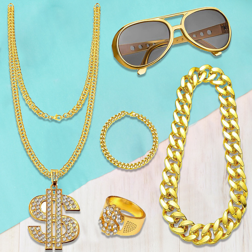 80s 90s Hip Hop Costume Kit fo - Men Accessories Chain And Bracelet review and price