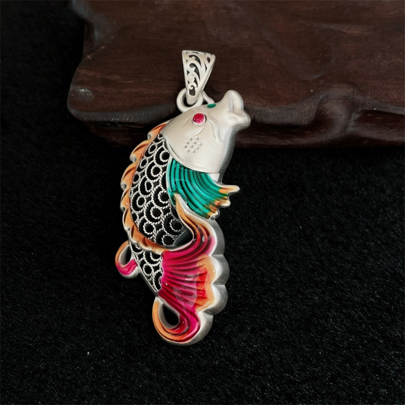 Vintage Relief Fish Pendant Fo - Men Accessories Ethnic review and price