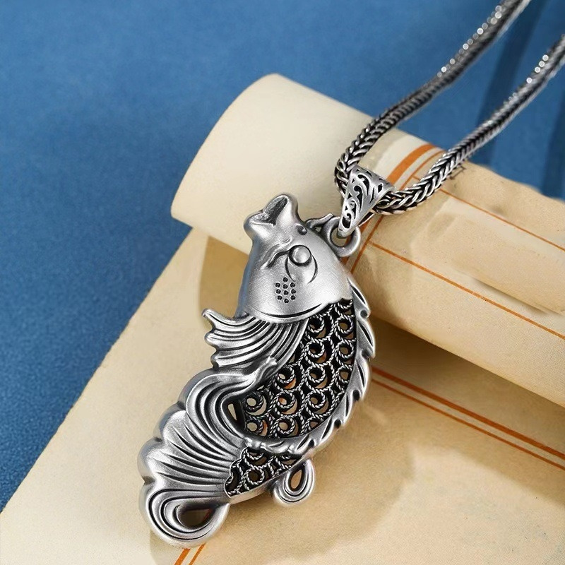 Vintage Relief Fish Pendant Fo - Men Accessories Ethnic review and price
