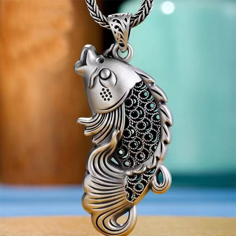 Vintage Relief Fish Pendant Fo - Men Accessories Ethnic review and price