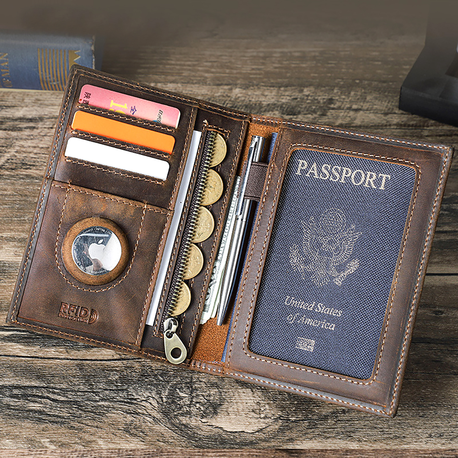 Custom Logo Genuine Leather Sl - Passport Wallet Rfid review and price